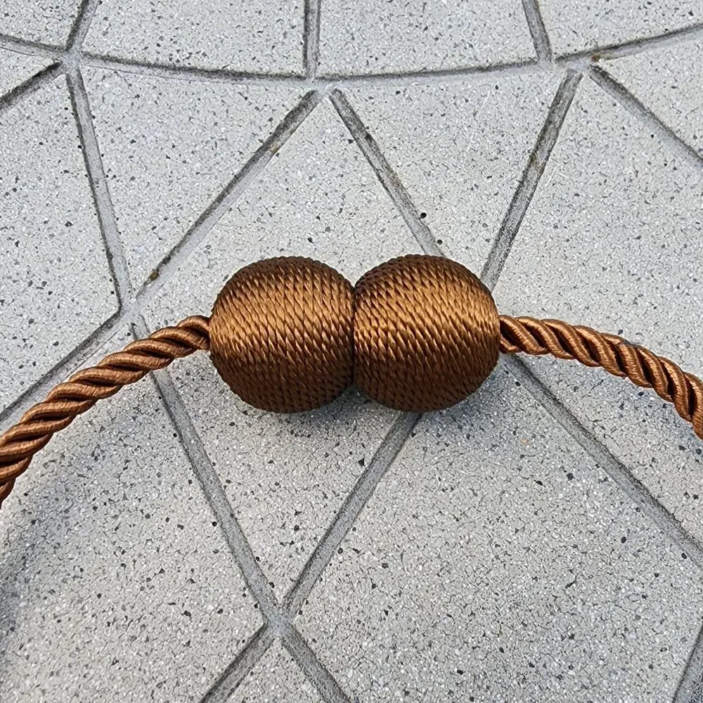 Magnetic Brown or Silver Spherical Braided Rope Curtain Tiebacks